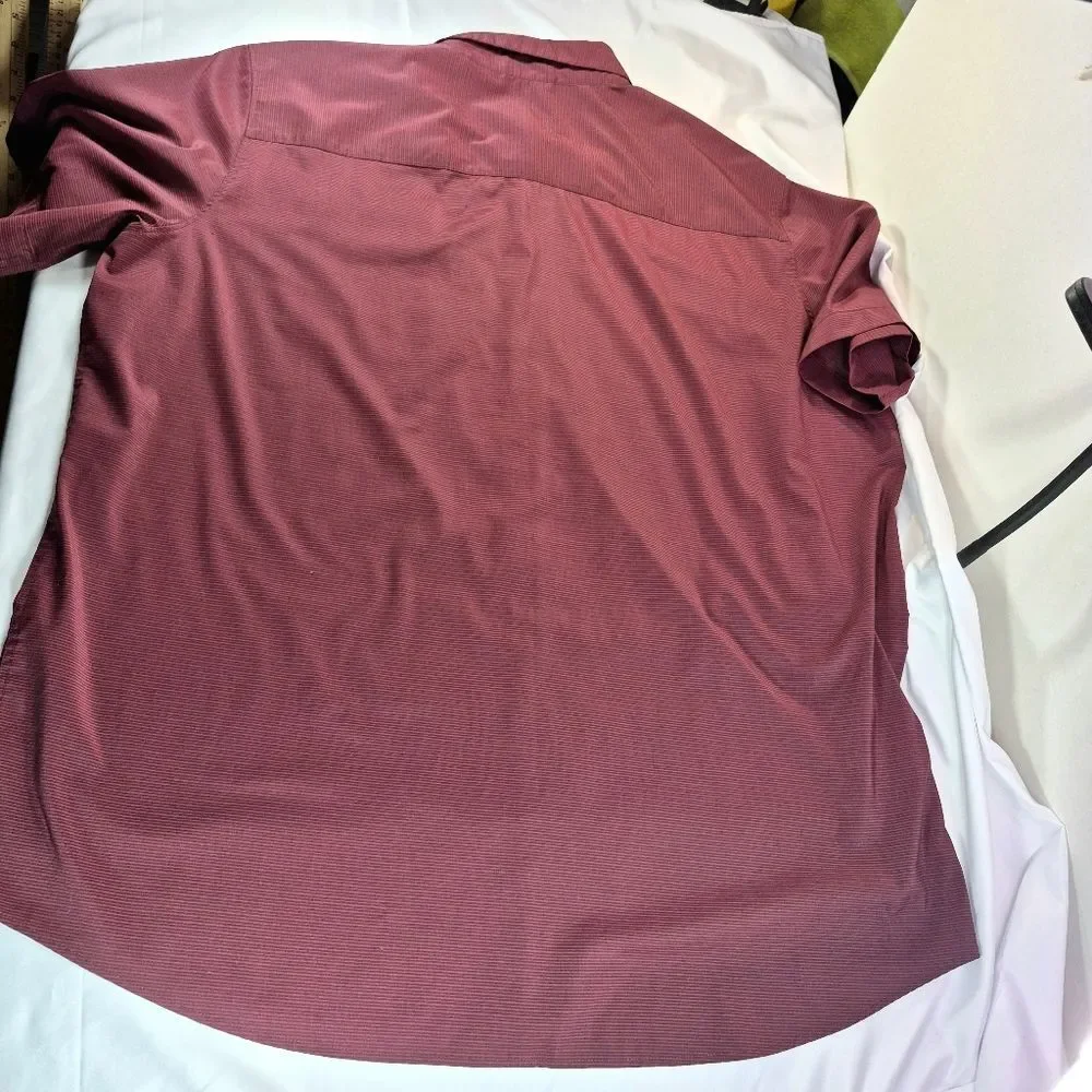 Swiss Tech Men's Maroon Performance Short Sleeve Button Down Shirt 3X
